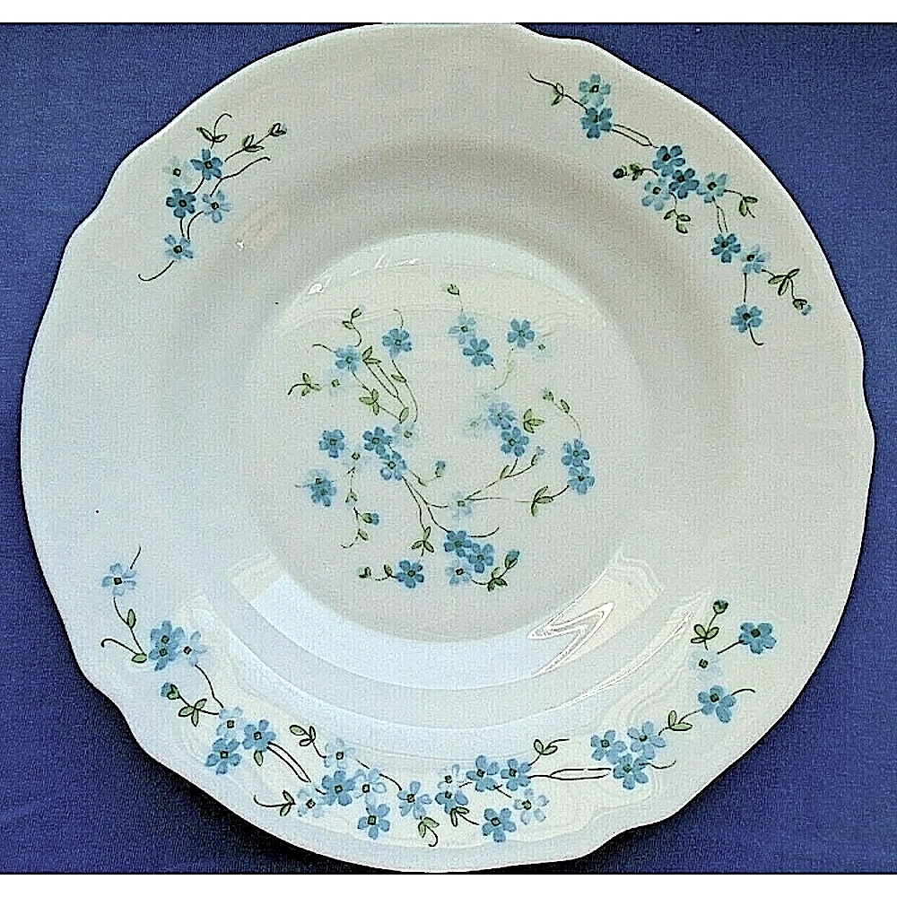 Arcoroc Arcopal Veronica France Blue Flowers Round PASTA SALAD SERVING Bowl 9"